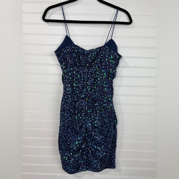 Speechless blue juniors sparkly sequined ruched mini dress. Size L. NWT - Picture 2 of 4